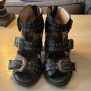 Freebird by Steven Violet Black Studded Buckle Ankle Booties
